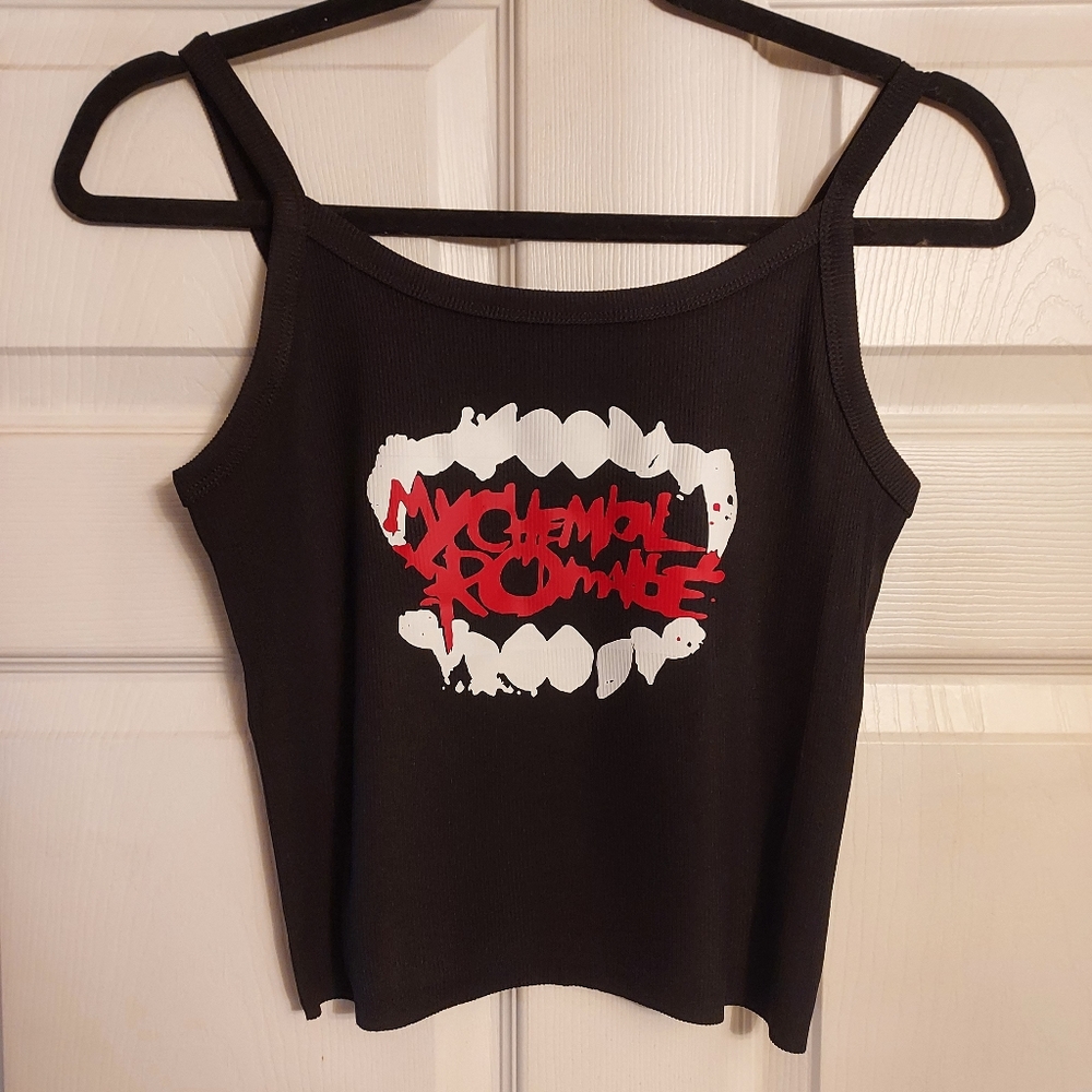 My chemical romance crop top my chemical romance tank top ribbed hand cropped